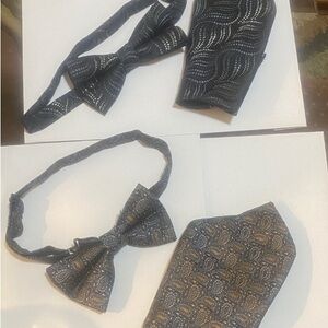 Elegant Black and Gold Bow Tie Set